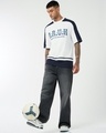 Shop Men's Bright White & Blue Bruh Color Block Oversized T-shirt
