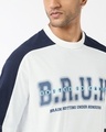 Shop Men's Bright White & Blue Bruh Color Block Oversized T-shirt