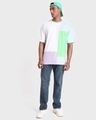 Shop Men's White & Blue Color Block Oversized T-shirt