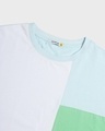 Shop Men's White & Blue Color Block Oversized T-shirt