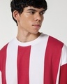 Shop Men's Bright White & Red Color Block Oversized Sweatshirt