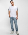 Shop Men's Bright White Tape Polo T-shirt-Full