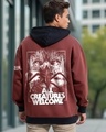 Shop Men's Fudgesickle Brown All Creatures Welcome Graphic Printed Oversized Hoodies-Front