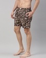 Shop Men's Brown All Over Floral Printed Cotton Boxers-Full