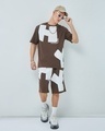 Shop Men's Brown Typography Oversized Co-ordinates-Front