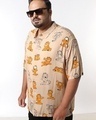 Shop Men's Brown All Over Printed Oversized Plus Size Shirt-Front