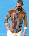 Shop Men's Brown & Black All Over Printed Oversized Plus Size Shirt-Front