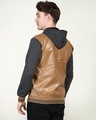 Shop Men's Brown & Grey Color Block Hooded Jacket-Full