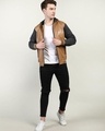 Shop Men's Brown & Grey Color Block Hooded Jacket