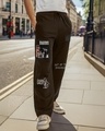 Shop Men's Brown Batman Graphic Printed Oversized Track Pants-Front