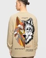 Shop Men's Brown Beast Within Graphic Printed Oversized T-shirt-Front