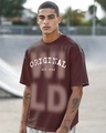Shop Men's Chocolate Brown Wild Typography Oversized T-shirt-Front