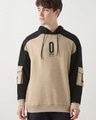 Shop Men's Brown & Black Color Block Oversized Hoodies-Front