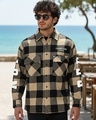 Shop Men's Brown & Black Reb Checked Oversized Shirt-Front