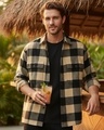Shop Men's Brown & Black Run Checked Oversized Shirt-Front