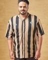 Shop Men's Brown & Black Striped Oversized Plus Size Shirt-Front