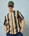 Shop Men's Brown & Black Striped Oversized Shirt-Front