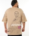 Shop Men's Brown Captain Graphic Printed Oversized Plus Size T-shirt-Front