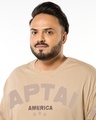 Shop Men's Brown Captain Graphic Printed Oversized Plus Size T-shirt