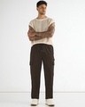 Shop Men's Brown Oversized Cargo Carpenter Pants-Full