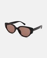 Shop Men's Brown Cateye Polarised Lens Sunglasses-Full