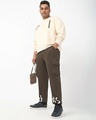 Shop Men's Brown Chaos Typography Oversized Plus Size Cargo Joggers-Full