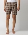 Shop Men's Brown Checked Boxers-Front