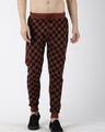 Shop Men's Brown Checked Joggers-Front