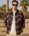 Shop Men's Brown & Beige Checked Oversized Shirt-Front