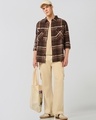 Shop Men's Brown & Beige Checked Oversized Shirt-Full