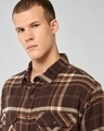 Shop Men's Brown & Beige Checked Oversized Shirt