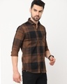 Shop Men's Brown Checked Slim Fit Shirt-Design