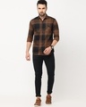 Shop Men's Brown Checked Slim Fit Shirt