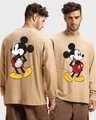 Shop Men's Brown Classic Mickey Graphic Printed Oversized T-shirt-Front