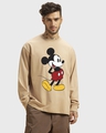 Shop Men's Brown Classic Mickey Graphic Printed Oversized T-shirt-Front