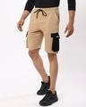 Shop Men's Brown Color Block Cargo Shorts-Design