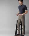 Shop Men's Brown Color Block Slim Fit Chinos-Full