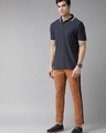 Shop Men's Brown Color Block Slim Fit Chinos-Full