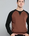 Shop Men's Brown Color Block Sweatshirt-Front