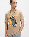 Shop Men's Brown Copy Cat Ninja Graphic Printed T-shirt-Front