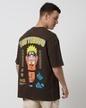 Shop Men's Brown Dattebayo Graphic Printed Oversized T-shirt-Front