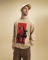 Shop Men's Brown Deadpool Reloaded Graphic Printed Oversized T-shirt-Front