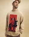 Shop Men's Brown Deadpool Reloaded Graphic Printed Oversized T-shirt-Front