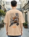 Shop Men's Brown Deathstroke Graphic Printed Oversized T-shirt-Front
