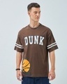 Shop Men's Brown Dunk Graphic Printed Oversized T-shirt-Front