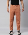 Shop Men's Brown Elasticated Trouser-Front