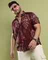 Shop Men's Brown Ethnic Motif Oversized Plus Size Shirt-Front