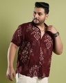 Shop Men's Brown Ethnic Motif Oversized Plus Size Shirt-Design