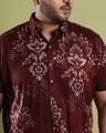 Shop Men's Brown Ethnic Motif Oversized Plus Size Shirt