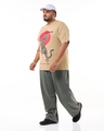 Shop Men's Brown Fear Some Graphic Printed Oversized Plus Size T-shirt-Full